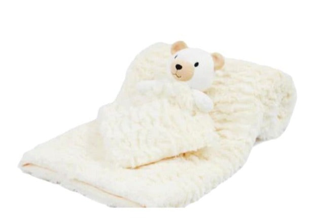 Cream Bear Comforter & Blanket Set